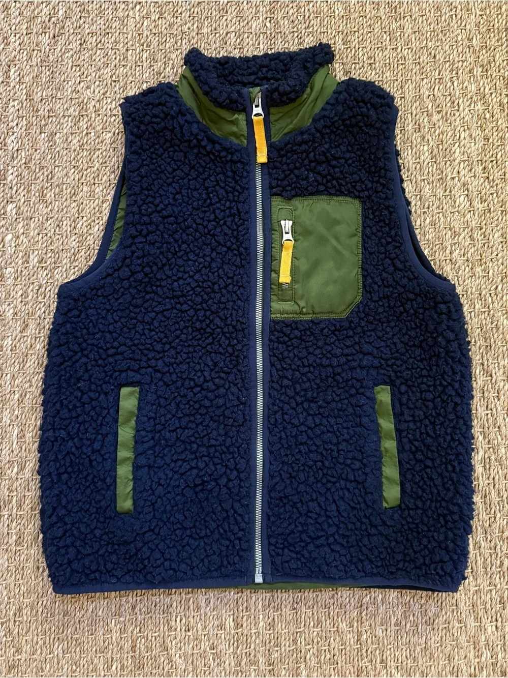 Hanna Andersson Sherpa Fleece Kids Vest Blue Green Utility EU Size 120 US 6-7